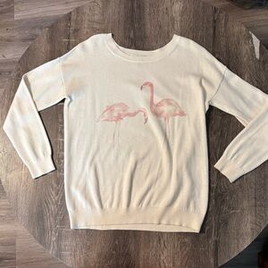 Joie Cream Flamingo Graphic Sweater